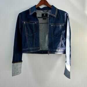 House of Harlow 1960 Cropped Denim Jacket – Dark Wash – Size Small - Cool Stitch